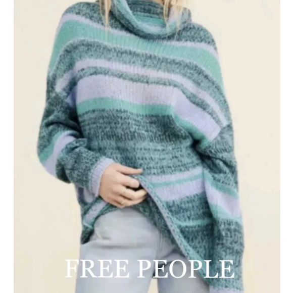 Free People Sweaters - Free People Candy Stripe Tunic Sweater in Waterfalls Combo sz xs NWT